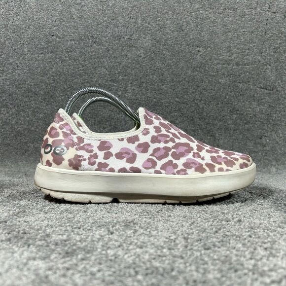 Oofos OOmg eeZee Low Recovery Slip On Shoes Rose Leopard Sneakers Women’s Size 9 - Picture 1 of 13